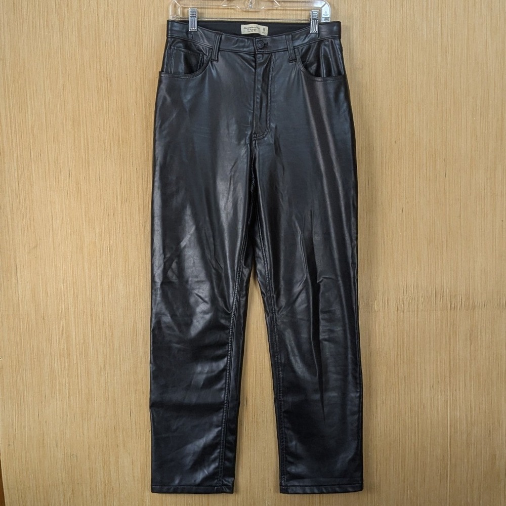 Abercrombie & Fitch 90s Straight Ultra High Rise Faux Leather Pants Black 30/10